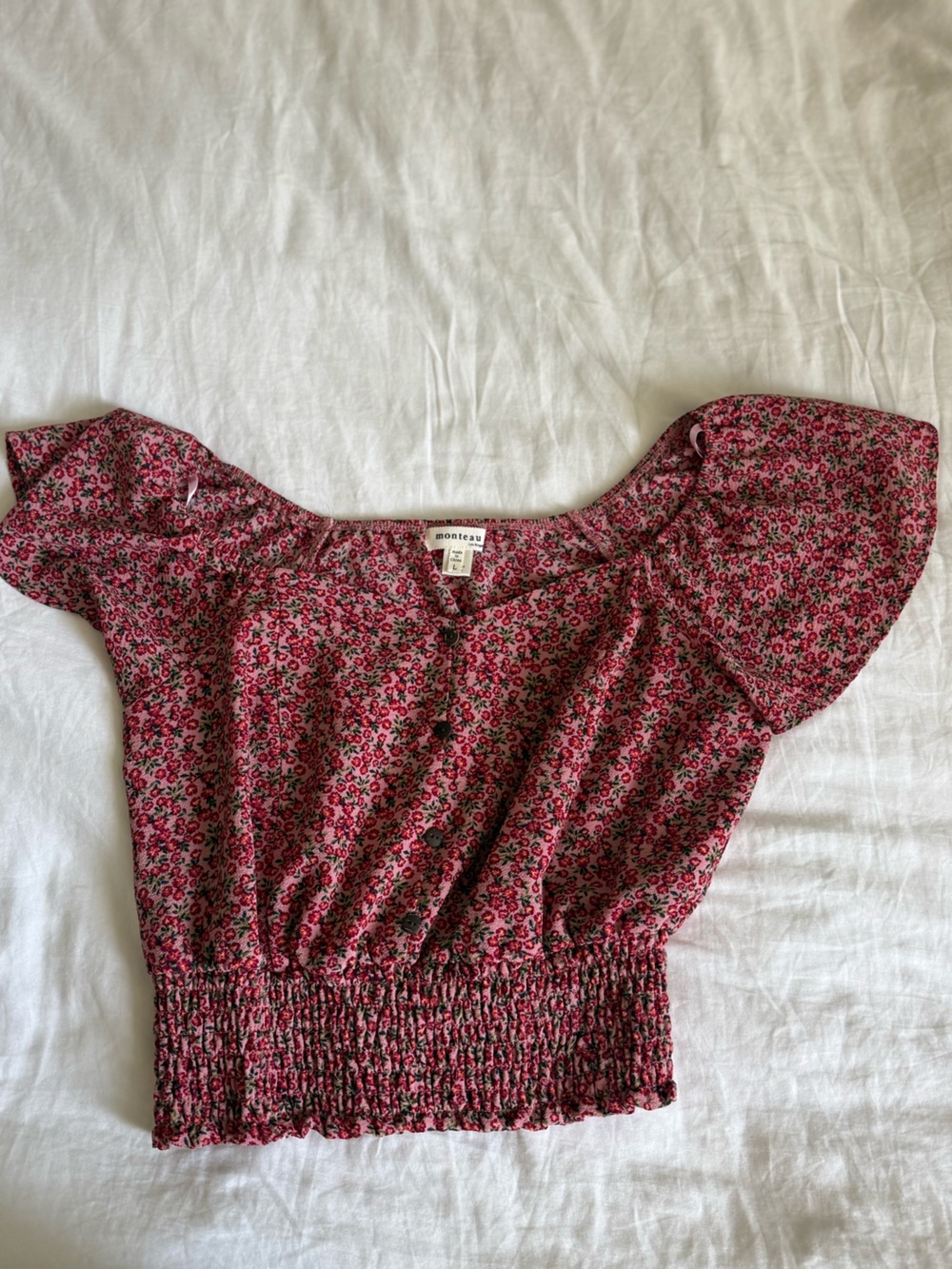 Floral Pink Short-Sleeve Women's Top